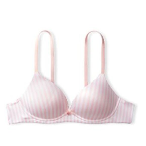 Victoria Secret Lightly-Lined Wireless Pink Stripe T Shirt Bra - Picture 3 of 6